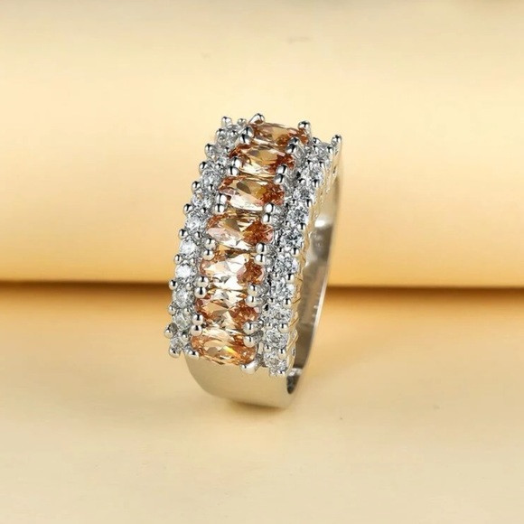 Sterling Silver Cubic Zirconia Peach Ring - Picture 3 of 10